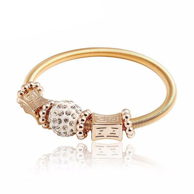 Gold Weaving Rhinestones Charm Bracelet