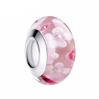 Floral Pink Murano Glass Beads
