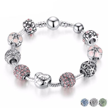 Silver & Rhinestones Charm Bracelet