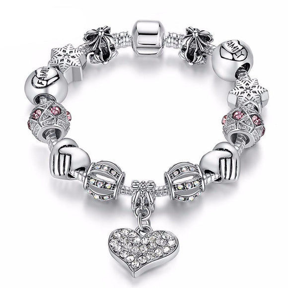 Silver Lovely Heart Charm Bracelet