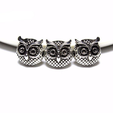 Owl Head Spacers Vintage Silvery Beads