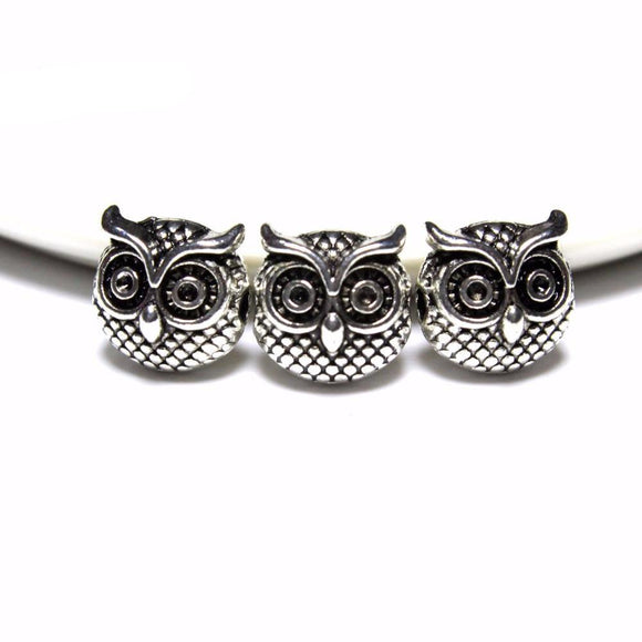 Owl Head Spacers Vintage Silvery Beads