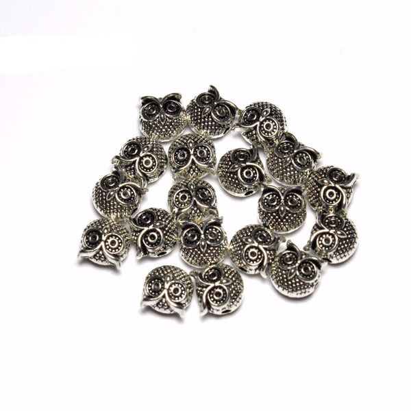 Owl Head Spacers Vintage Silvery Beads