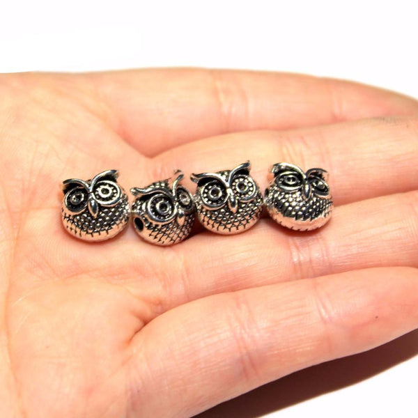 Owl Head Spacers Vintage Silvery Beads