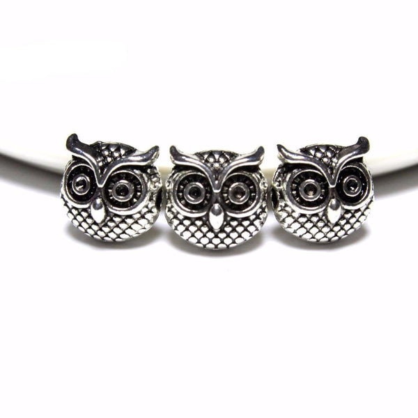 Owl Head Spacers Vintage Silvery Beads